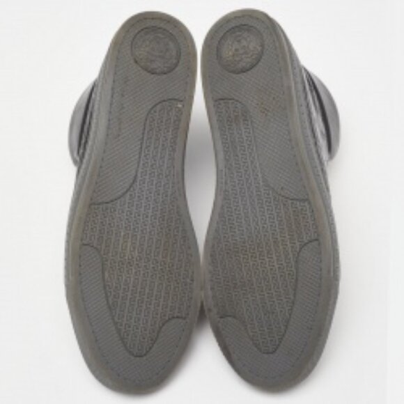 Versace Black Croc Embossed Leather Medusa High Top Sneakers Size 44 - Picture 4 of 7